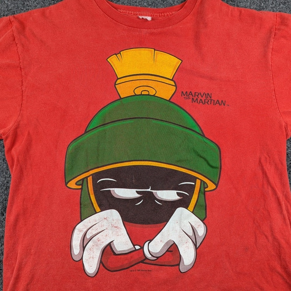 Vintage 1993 Marvin the Martian Looney Tunes Red Graphic T-Shirt Mens XL 90s - Picture 5 of 11